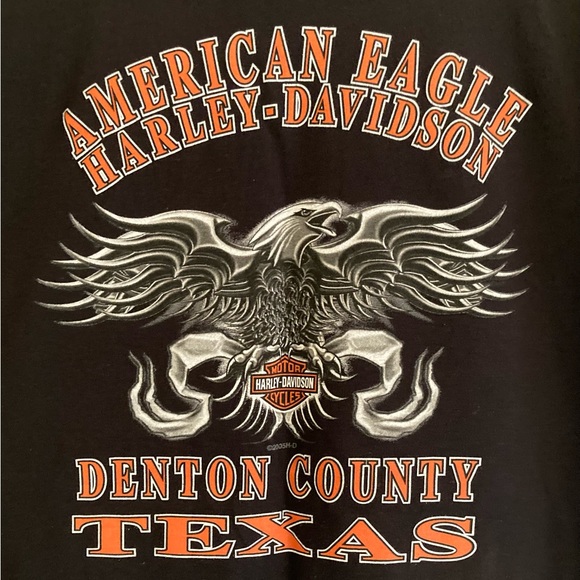 Harley-Davidson Ring of Fire American Eagle Denton County Texas T-Shirt - Picture 7 of 11